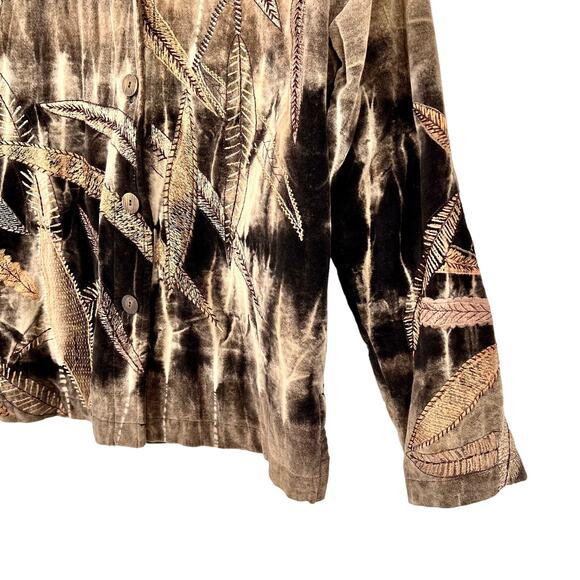 Chicos Design Sz Small US 4/6 0 Fall Autumn Leaves Wearable Art Jacket Coat Top - Picture 5 of 8